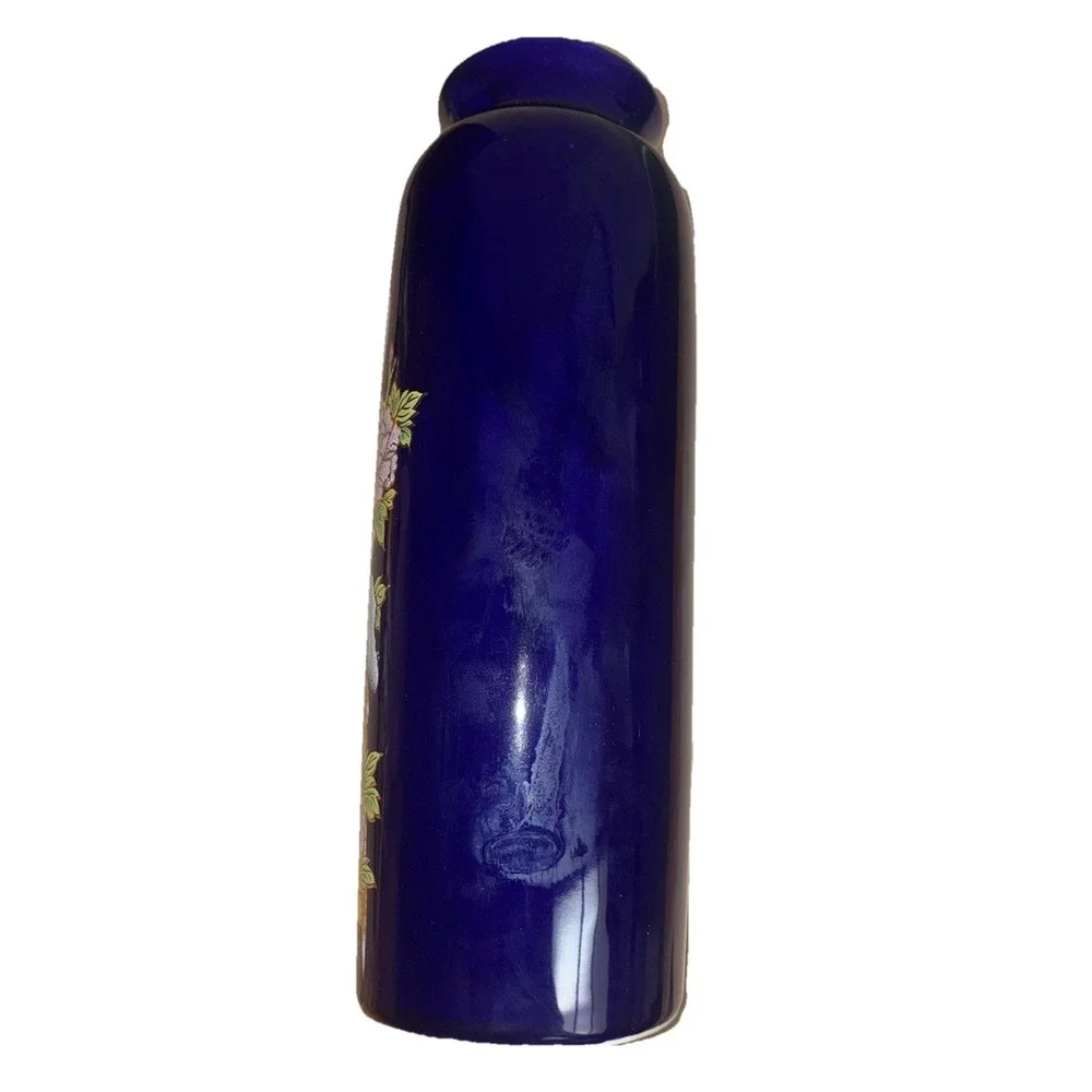 Vintage  Vase Cobalt‎ Blue Pheasant Kutani Style 9.5